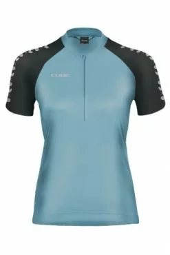 Cube ATX Cmpt Half Zip Damen Fahrrad Trikot Kurz Blau 2023