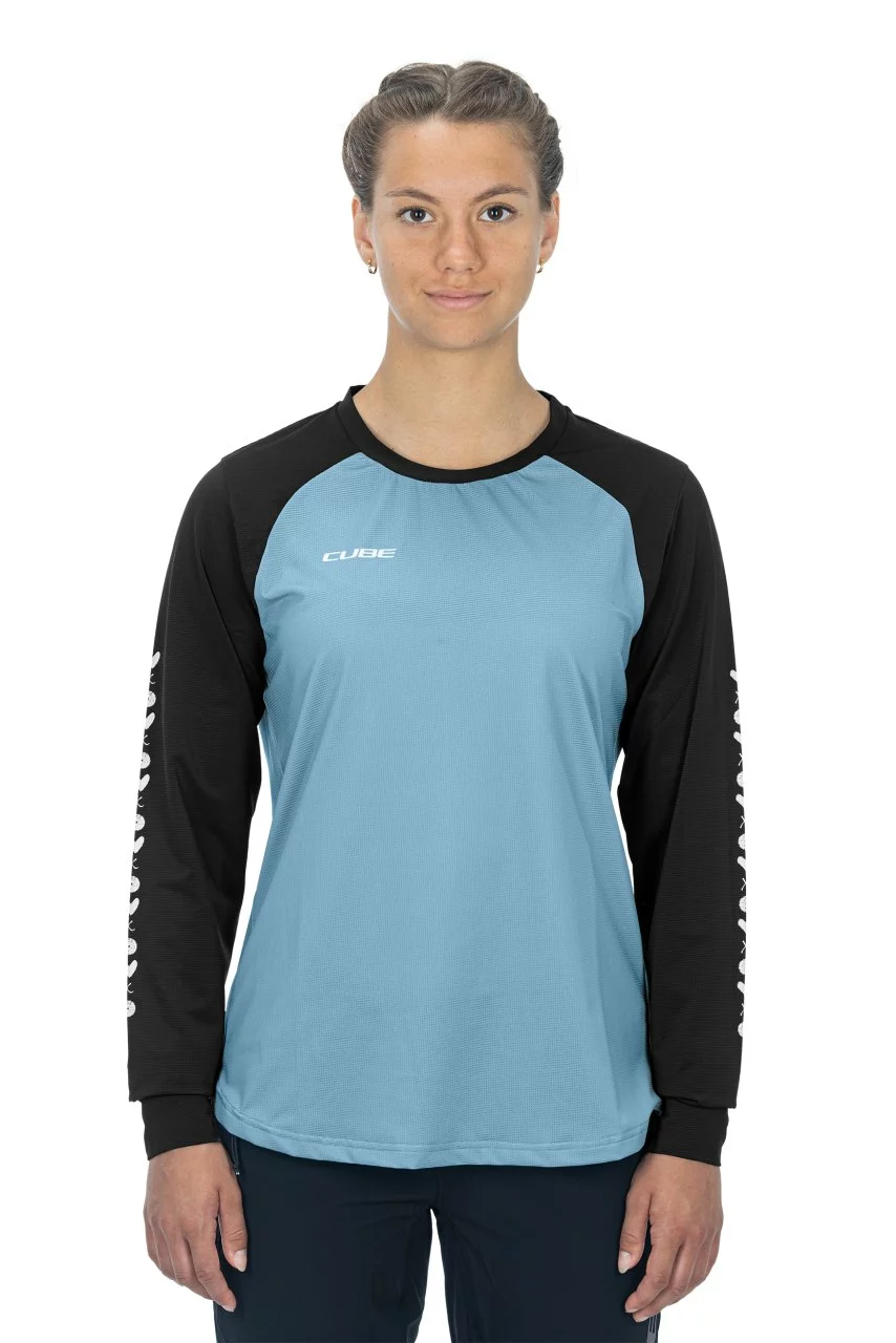 Cube ATX Damen Fahrrad Trikot Lang Blau 2023 4 Cube ATX Damen Fahrrad Trikot Lang Blau 2023 – Bild 2