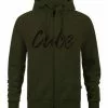 Cube Organic Zip Hoodie Freizeit Pullover Olive Grün 2023