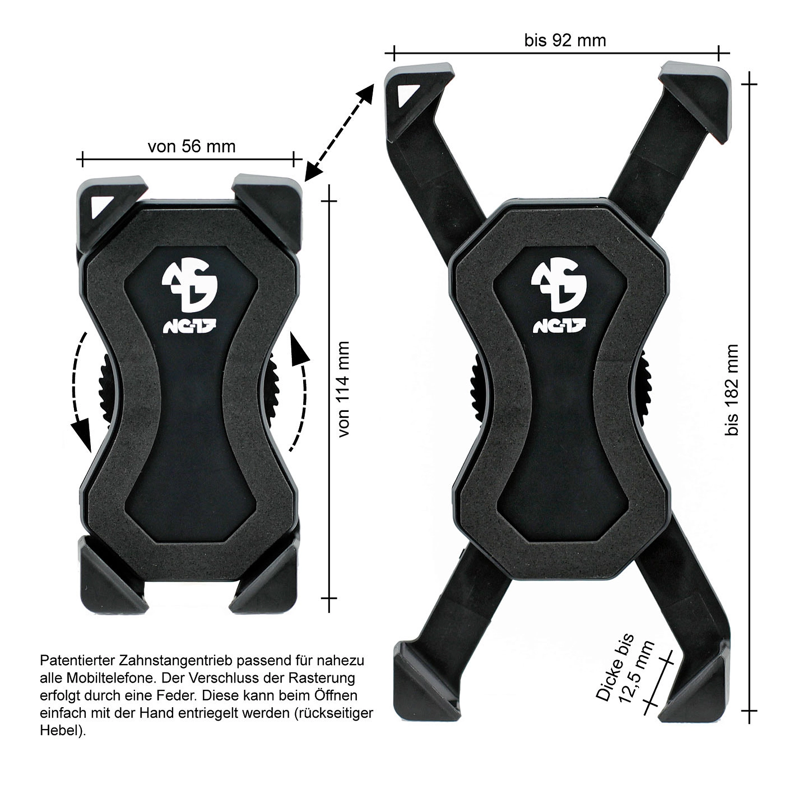 NC-17 Connect 3D Universal Smartphone Halter #1 Aheadset-Montage Schwarz 4 NC-17 Connect 3D Universal Smartphone Halter #1 Aheadset-Montage Schwarz – Bild 2